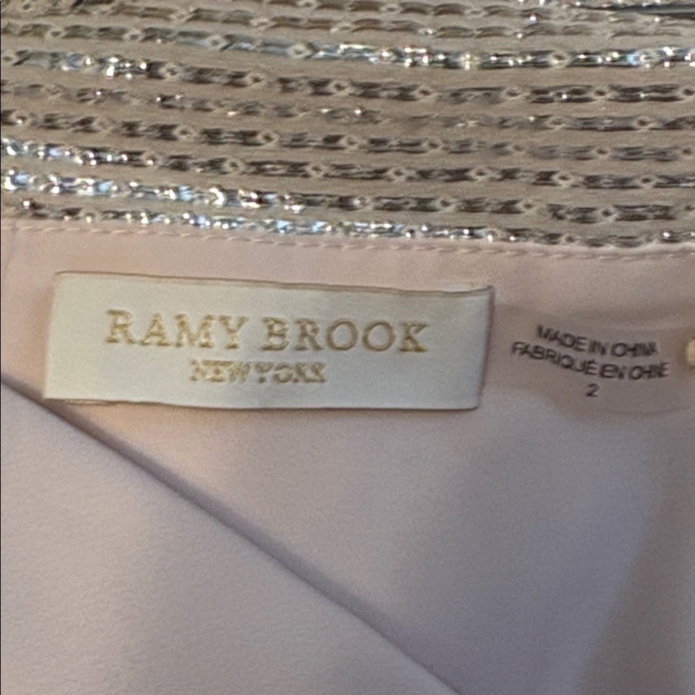 Ramy Brook | Luxe Jessie Pink Shimmer Metallic Split Front Ruffle Maxi Skirt 2 - Picture 14 of 17